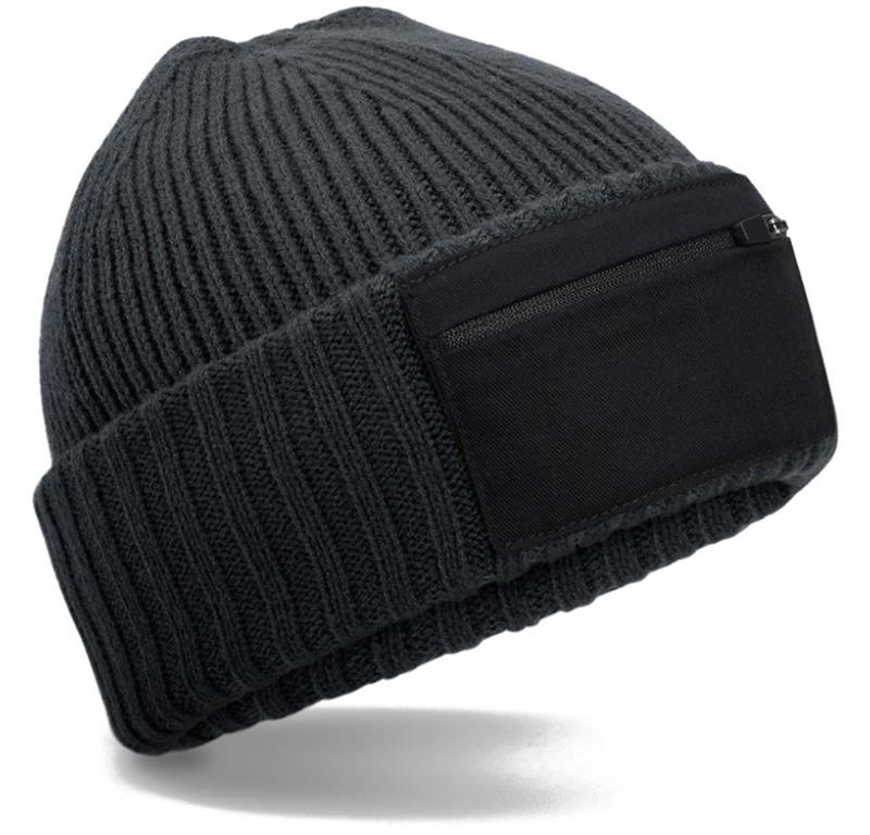 Patch Beanie with Zip B 334R