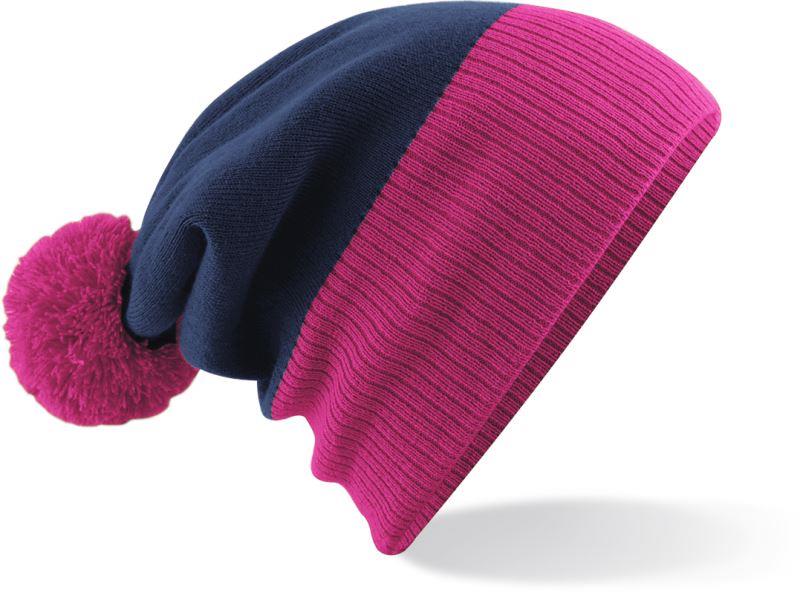 2-color beanie with pompom B451