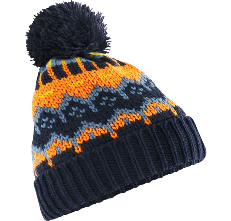 Knitted Hat with Pompon "Retro Ski" B 52