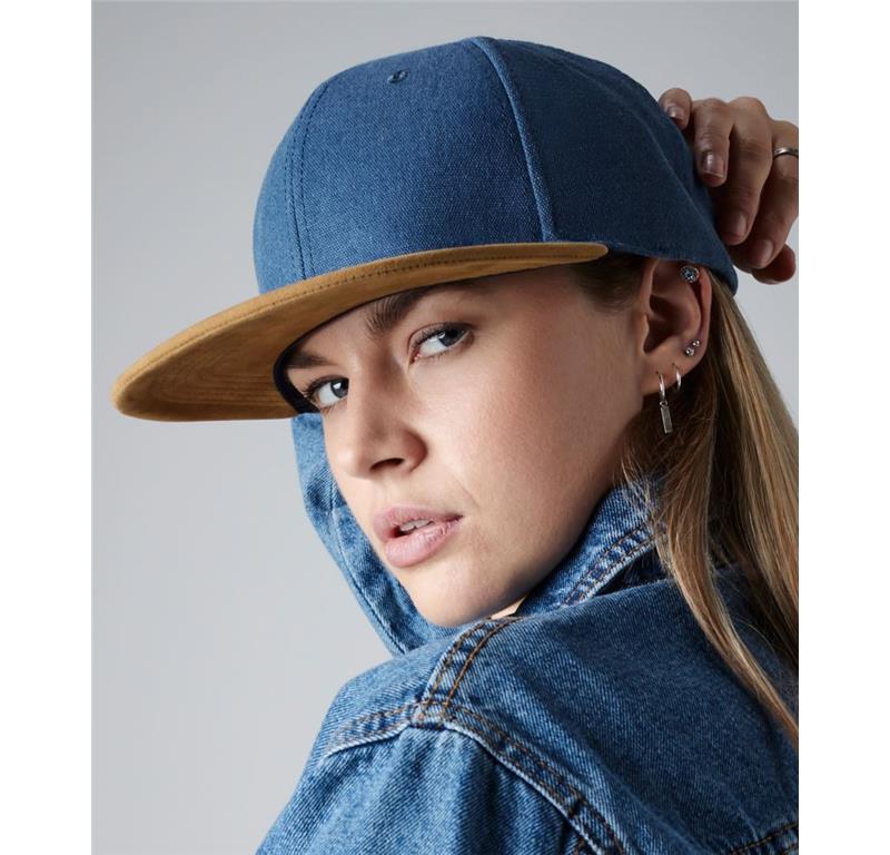 6 Panel Kappe "Suede Peak Snapback" B668