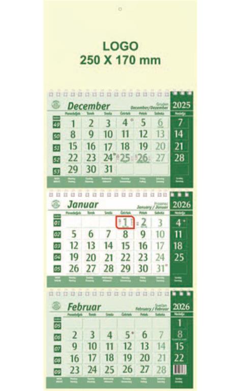 3-delni stenski koledar 810703