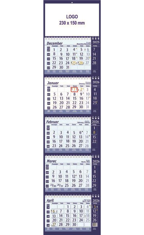 5-delni stenski koledar 810755