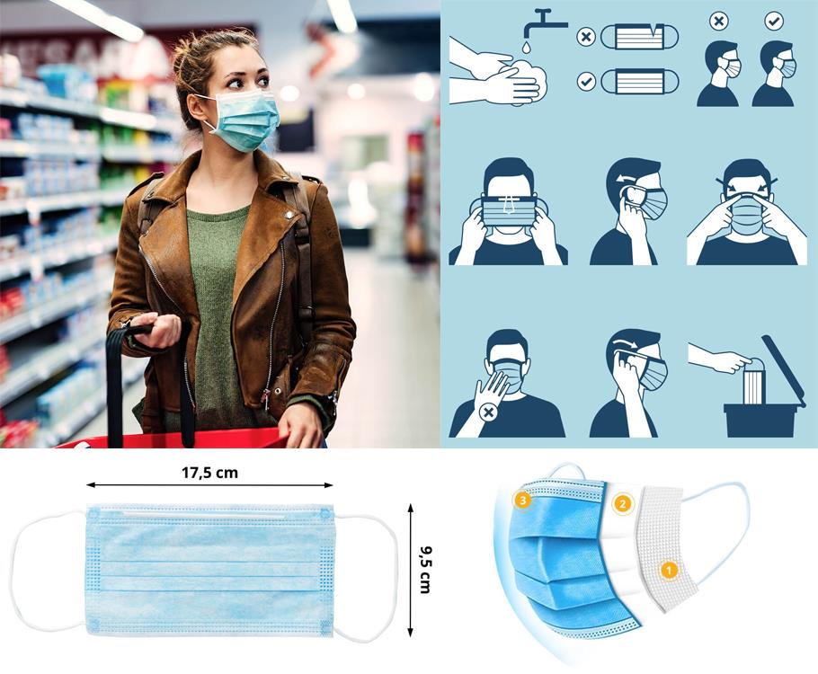 Zaščitna maska za obraz 3-slojna