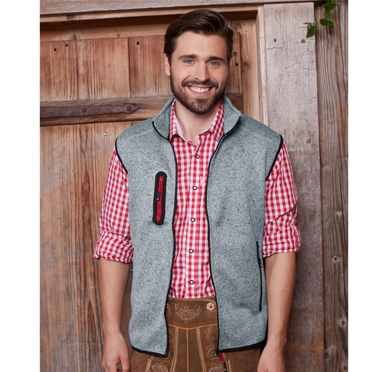 Herren Strickfleece Weste mit Stehkragen