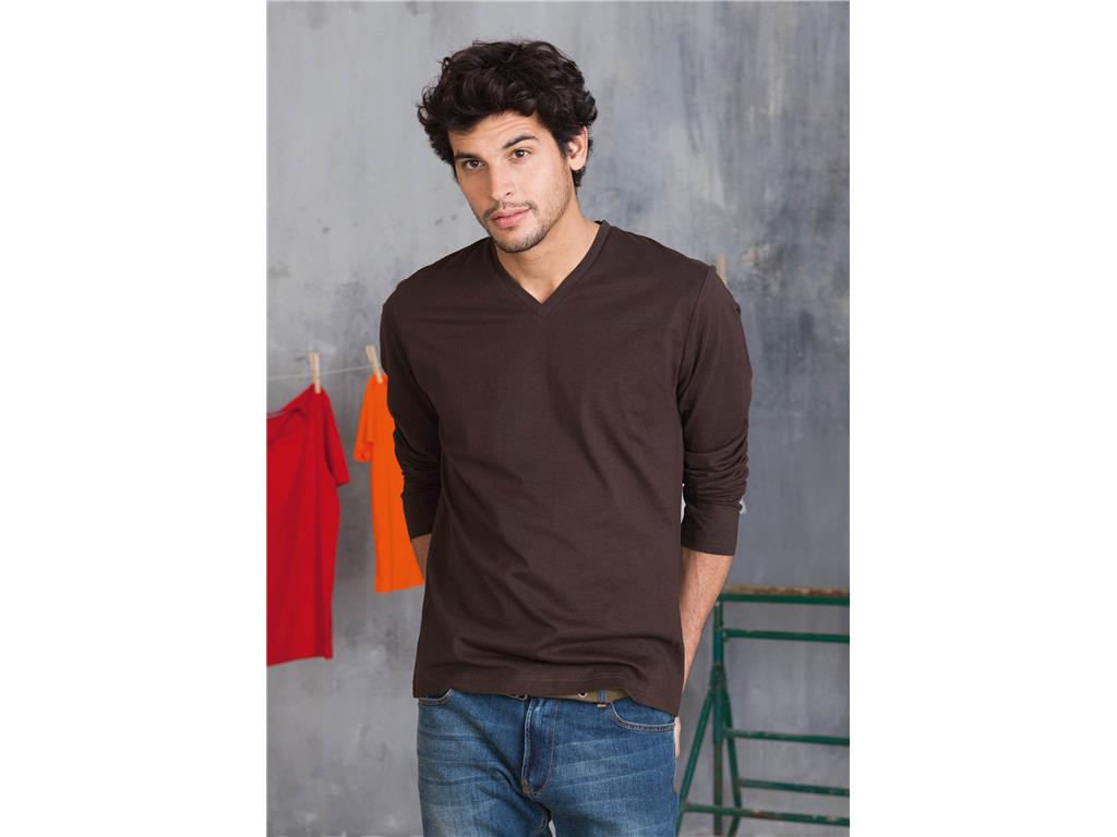 Herren V-Neck T-Shirt langarm K358