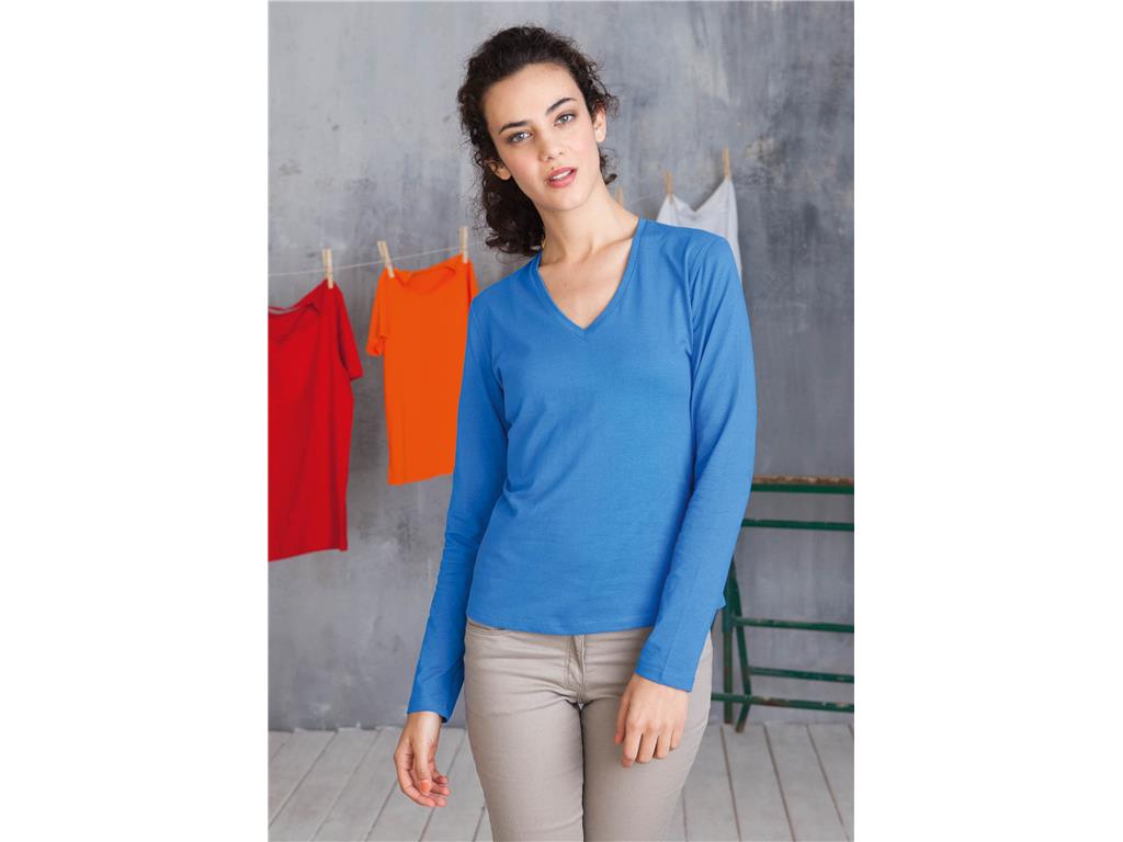 Ženska majica dolg rokav V-izrez K382