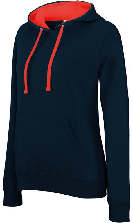 Damen Kontrast Kapuzen Sweater K465
