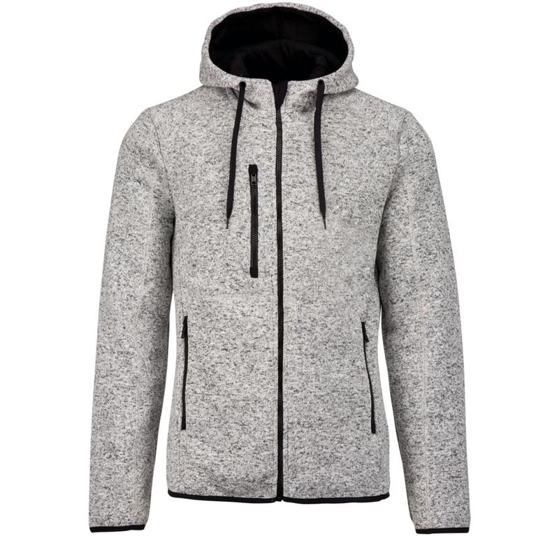 Herren Melange Kapuzen Strickfleece Jack