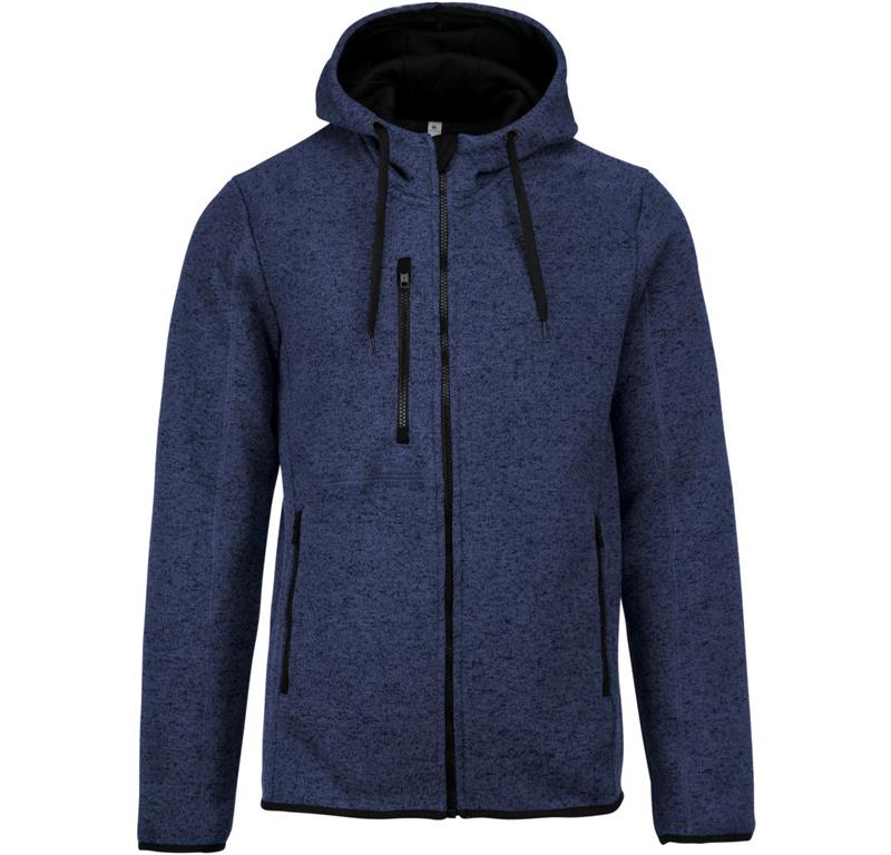 Men's Melange Knitted Hooded Fleece Jac