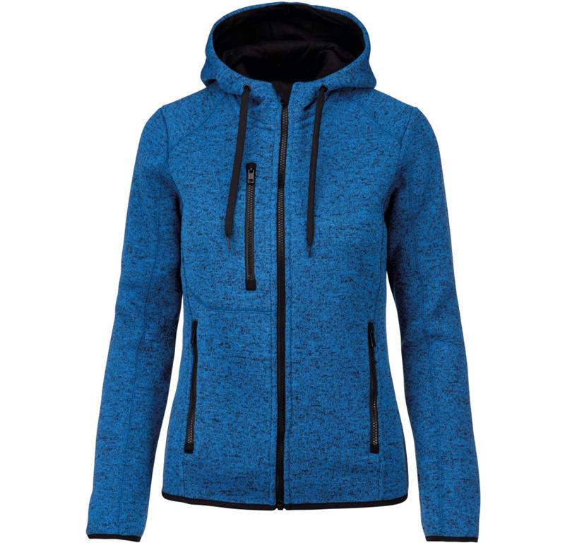 Ladies' Melange Knitted Hooded Fleece J