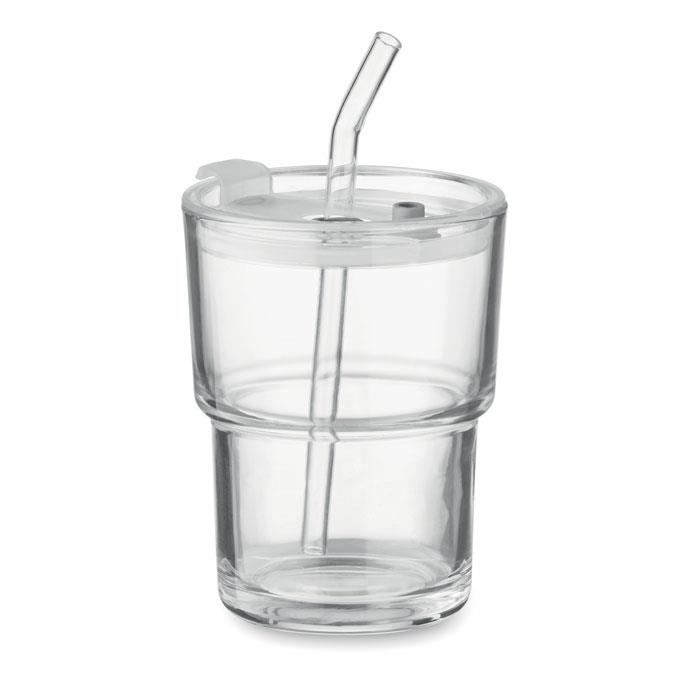 Glass tumbler with straw 400ml SIP