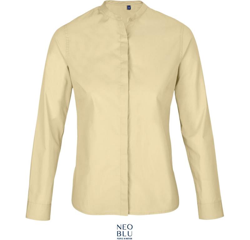 Popeline Bluse mit Maokragen langarm Bar