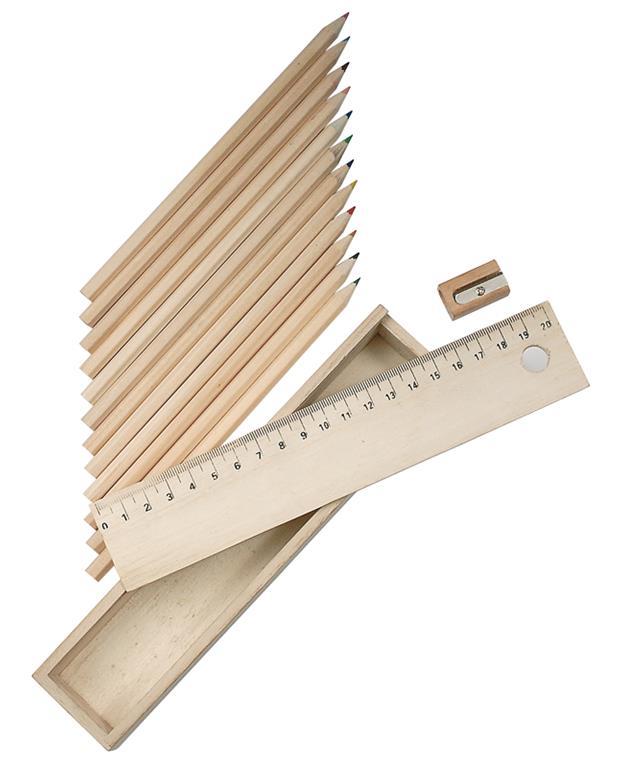 Colour pencils in wooden box 07816