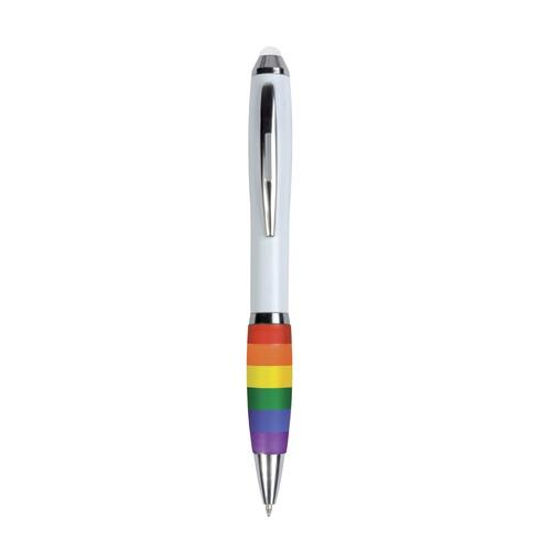 Plastic twist pen with white barrel, rai