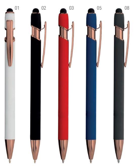 Rubberized aluminium snap pen 24814