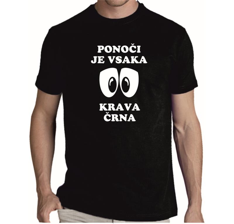 Moška majica PONOČI JE VSAKA KRAVA ČRNA
