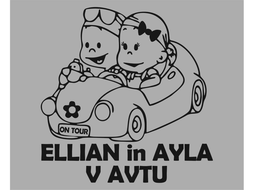 Nalepka PUNČKA IN FANTEK V AVTU