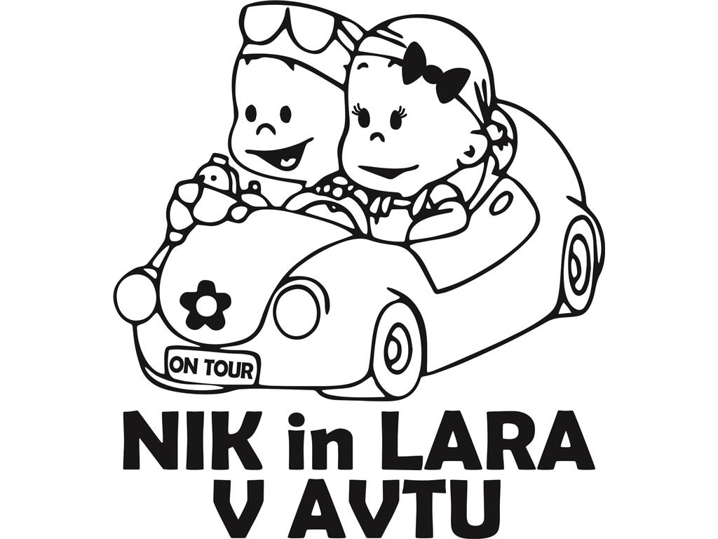 Nalepka PUNČKA IN FANTEK V AVTU